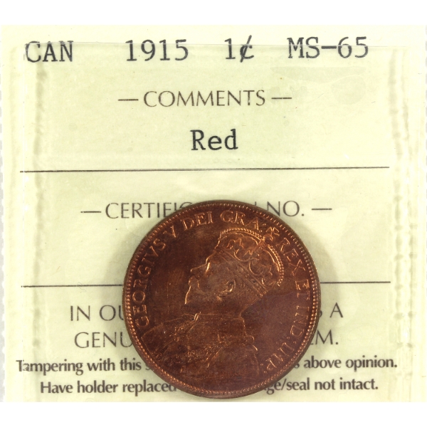 1-cent 1915 ICCS MS65 Red