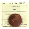 Image 1 : 1-cent 1915 ICCS MS65 Red