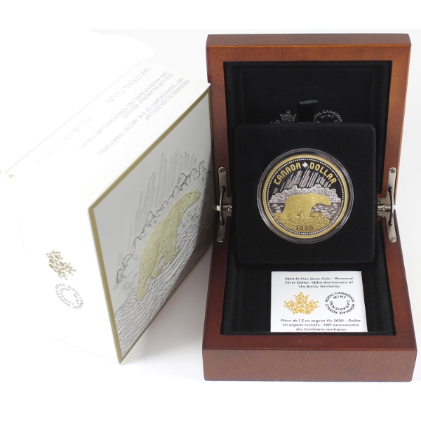 2020 $1 Renewed Silver Dollar: 140th Anniversary of the Arctic Territories .9999 Fine Silver Coin