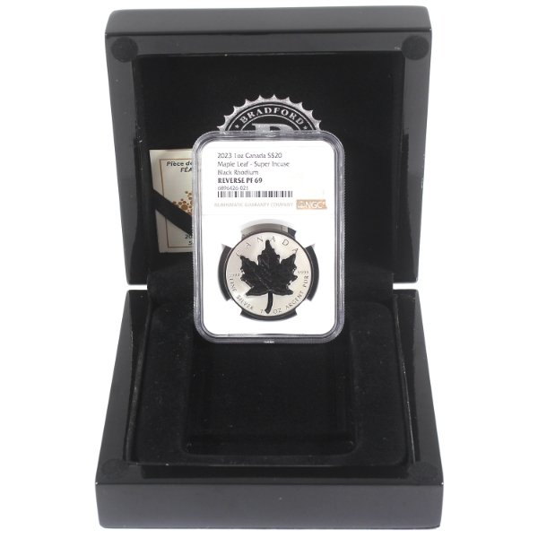 2023 $20 Super Incuse SML NGC Reverse PF69 1oz .9999 Fine Silver Coin w/ Selective Rhodium Plating