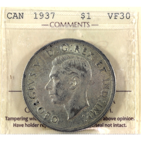 Silver $1 1937 ICCS VF30