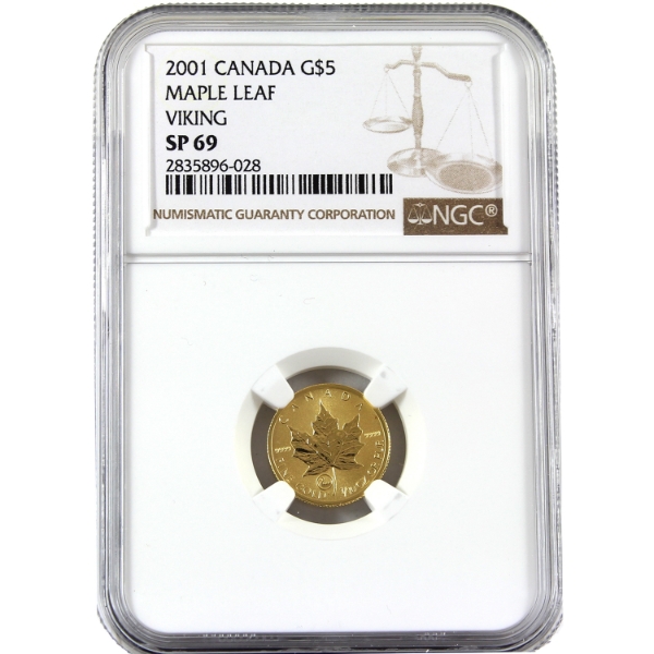 2001 Gold $5 1/10oz. GML Viking Privy NGC SP69 Fine Gold Coin (Tax Exempt)