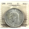 Image 1 : Silver $1 1939 ICCS MS60