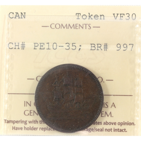 BR-997, CH-PE10-35 Ships, Colonies, & Commerce Token ICCS VF30