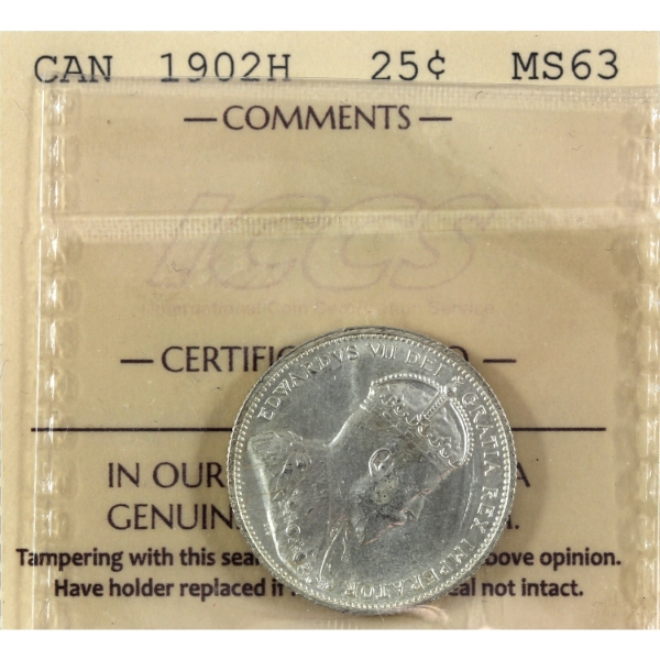 25-cent 1902H ICCS MS63