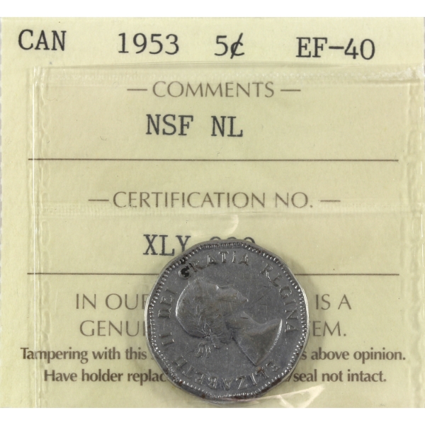 5-cent 1953 NSF NL Mule ICCS EF40