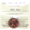 1-cent 1953 NSF ICCS MS65 Red