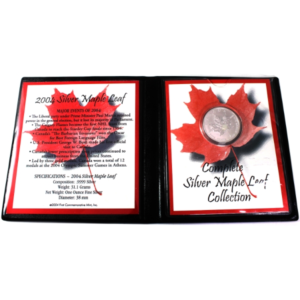 2004 $5 SML 1oz .9999 Fine Silver in First Commemorative Mint Holder (Tax Exempt)