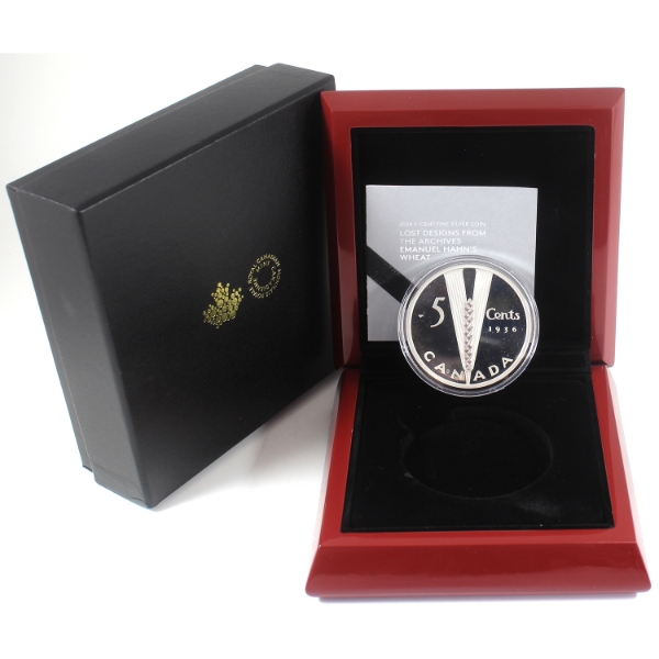 2024 5-cent Lost Designs from the Archives: Emanuel Hahn's Wheat 2oz .9999 Fine Silver Coin 