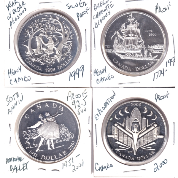 Silver $1 1999-2001 Silver Proof. 4pcs.
