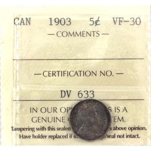 5-cent 1903 ICCS VF30