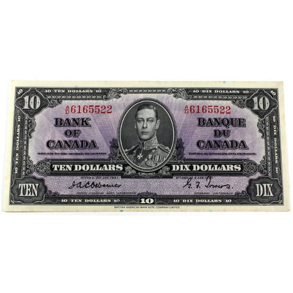 BC-24a 1937 $10 UNC or Better, Osborne-Towers SN: A/D6165522