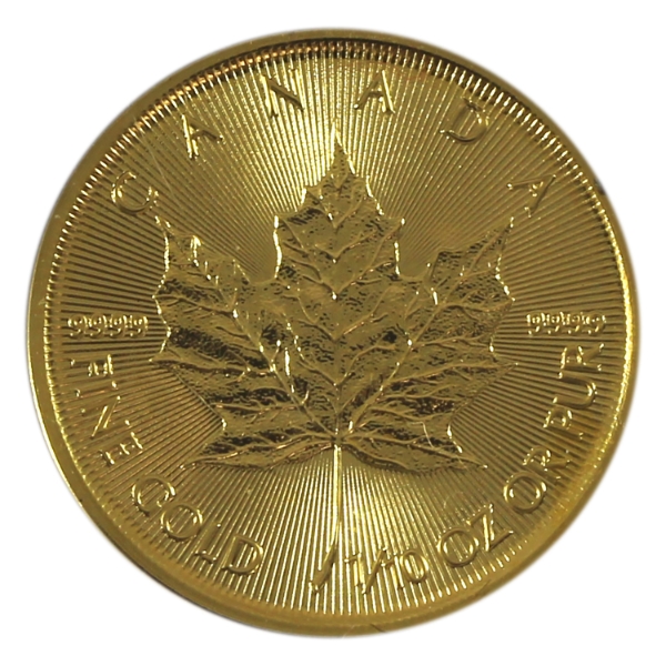 1/10oz 2025 $5 Gold Maple Leaf .9999 Fine Gold Coin (Tax Exempt)