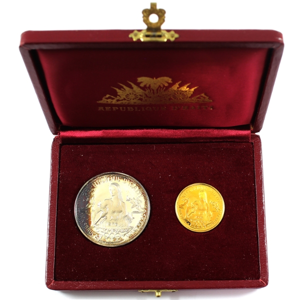 Haiti-Republic 1974 Silver & Gold 50 & 500 Gourdes Montreal Olympics 2-Coin Proof Set
