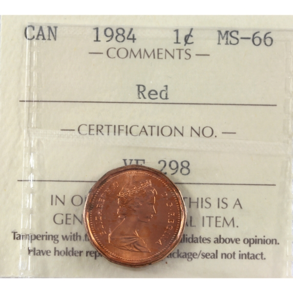 1-cent 1984 ICCS MS66 Red