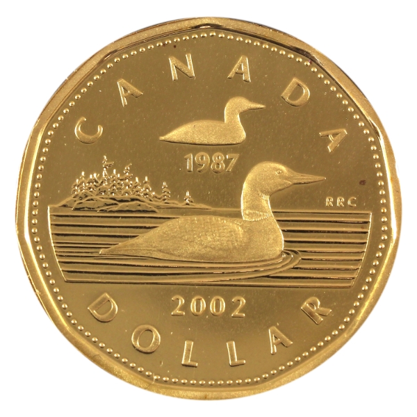 Loon $1 2002 Going for Gold 22K Gold Plated PR (Spot)