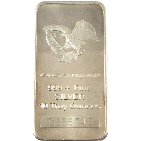 10oz Engelhard .999+ Vintage Fine Silver Bar (Tax Exempt)