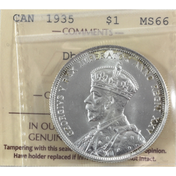 Silver $1 1935 Dbl XXV ICCS MS66