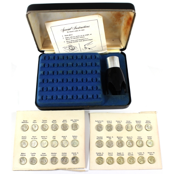 USA 1970s Franklin Mint Presidential Sterling Silver First Edition Mini 36-coin Set in Original Case