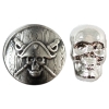 Image 1 : 2oz Beaver Bullion Pirate Skull w/ Crossed Swords & 1oz Skull Fine Silver Round (Tax Exempt)