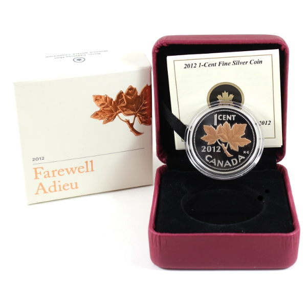 2012 1-cent Farewell to the Penny Fine Silver Coin w/ Selective Pink Gold Plating (Tax Exempt)
