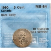 Image 1 : 5-cent 1990 Bare Belly CCCS MS64