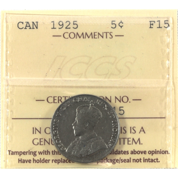 5-cent 1925 ICCS F15