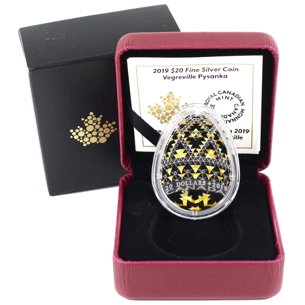 2019 $20 Vegreville Pysanka (Egg Shaped) Fine Silver (Tax Exempt)