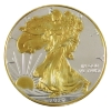 Image 1 : 1oz USA 2020 $1 Silver Eagle .999 Fine Silver Coin w/ Selective Gold Plating (Tax Exempt)