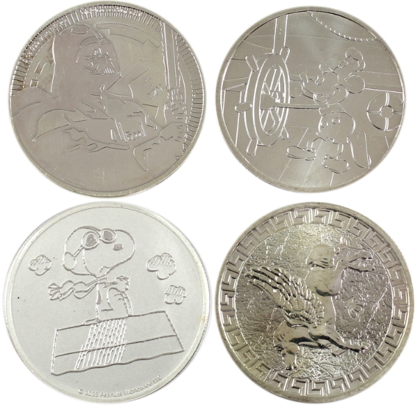 4x 1oz Assorted .999 Fine Silver Rounds. 4pcs. (Tax Exempt)