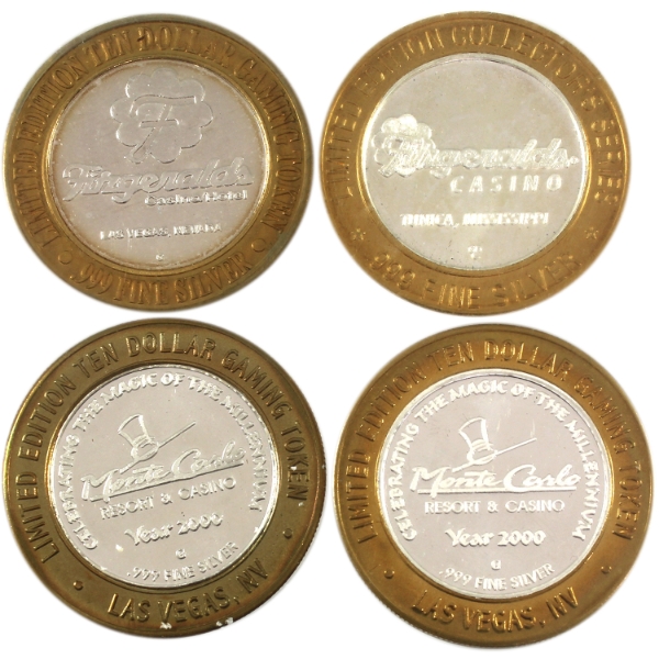4x $10 Limited Edition 1/2oz .999 Fine Silver Gaming Tokens. 4pcs (Tax Exempt)