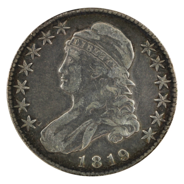 USA Silver 1819 Capped Bust Let Edge Half Dollar VF-EF
