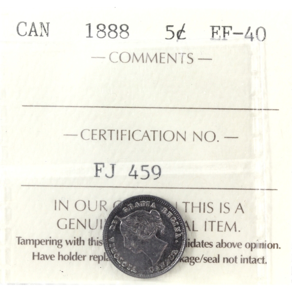 5-cent 1888 ICCS EF40