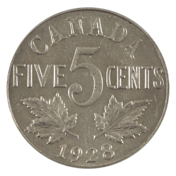 5-cent 1928 AU-UNC