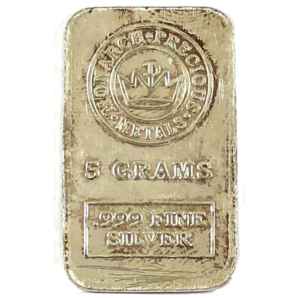 5g Monarch Precious Metals .999 Fine Silver Bar (Tax Exempt)