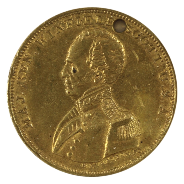 USA c. 1852 Maj. Gen. Winifield Scott Campaign Medallion (DeWitt WS-1852-12) Brass, 28mm