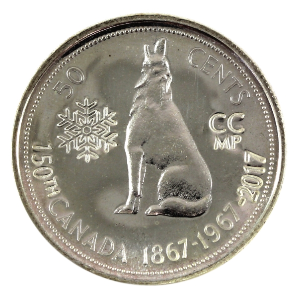 Canada 50-cent 1967 Counter-Stamped Canada 150th, Snowflake