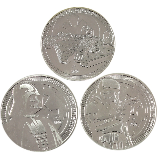 3x 1oz Niue 2017, 2018 & 2021 $2 Assorted Star Wars .999 Fine Silver Coins. 3pcs (Tax Exempt)