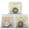 Image 1 : 25-cent 1945, 1947 Maple Leaf & 1950 ICCS MS64. 3pcs