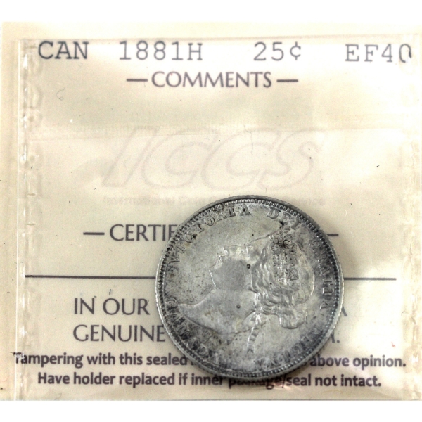 25-cent 1881H ICCS EF40