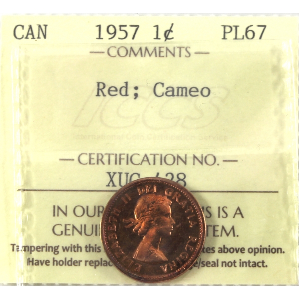 1-cent 1957 ICCS PL67 Red Cameo