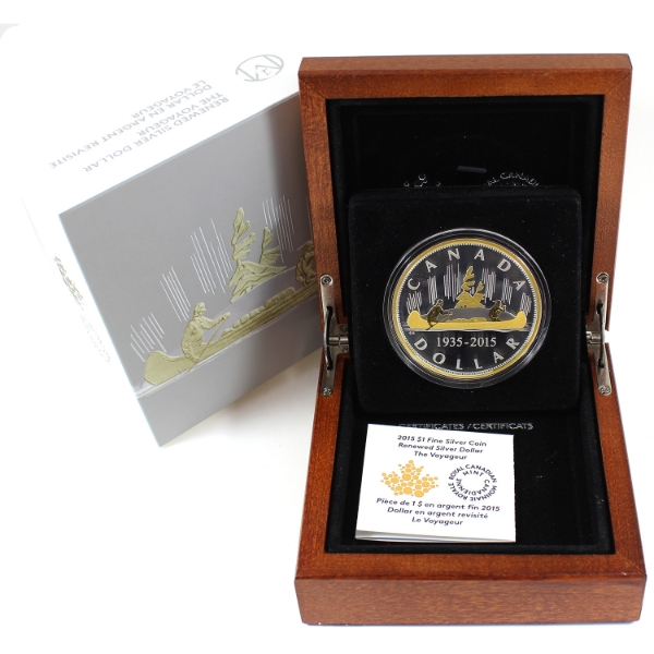 2015 $1 Renewed Silver Dollar: The Voyageur .9999 Fine Silver Coin (Tax Exempt)