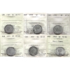 Image 1 : 5-cent 1929 AU55, 1930 AU50, 1931 EF45, 1935 EF40, 1937 MS64 & 1965 PL66 Heavy Cameo ICCS. 6pcs.
