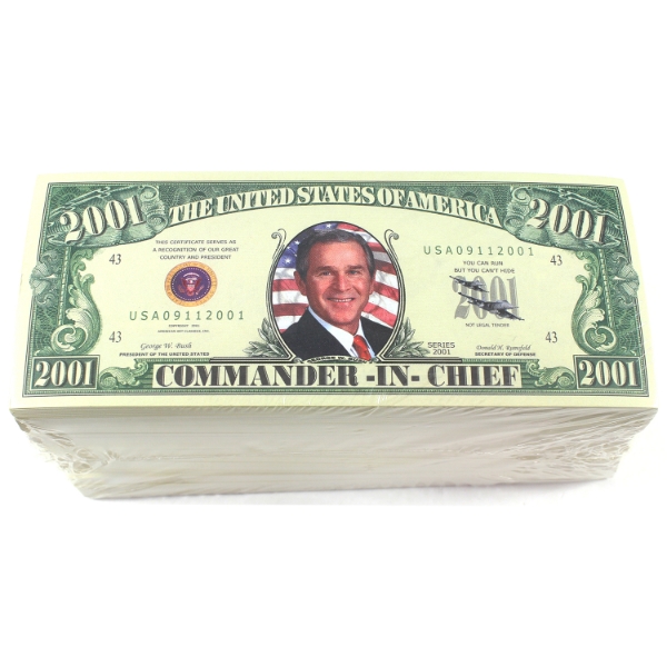 Bulk Lot of Unopened USA 2001 George Bush One Million Dollar Fantasy Banknotes
