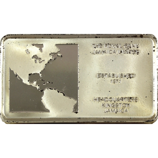 1000 Grains Franklin Mint 1971 The Royal Bank Jamaica Limited Sterling Silver Ingot