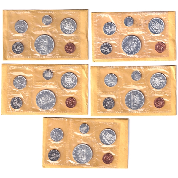 Group Lot of 5x 1965 Proof Like Sets in Original Box From the RCM