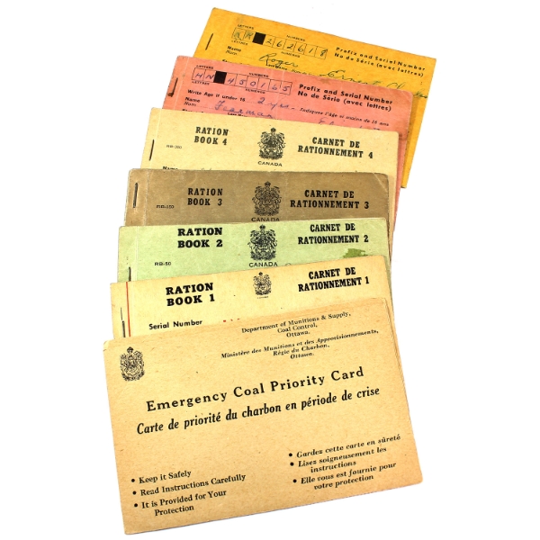 Bulk Lot of Canadian Wartime 1940s Ration Books & Emergency Coal Priority Card. 7pcs.