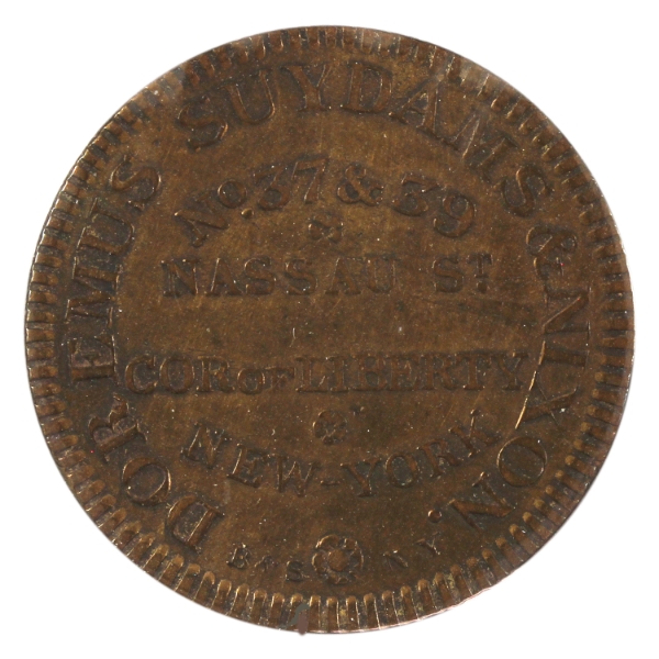 Doremus, Suydam & Nixon Dry Goods, HT-258 1840-1844 Hard Times Merchant Token 7.03g-Brass, 27.3mm