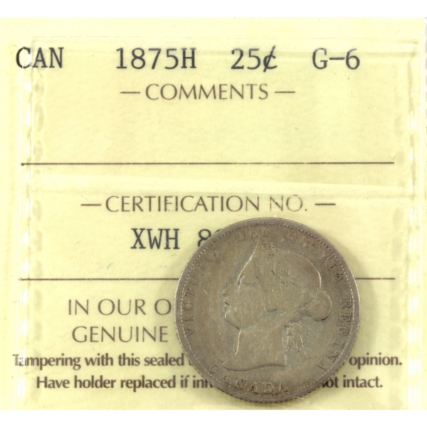 25-cent 1875H ICCS G6
