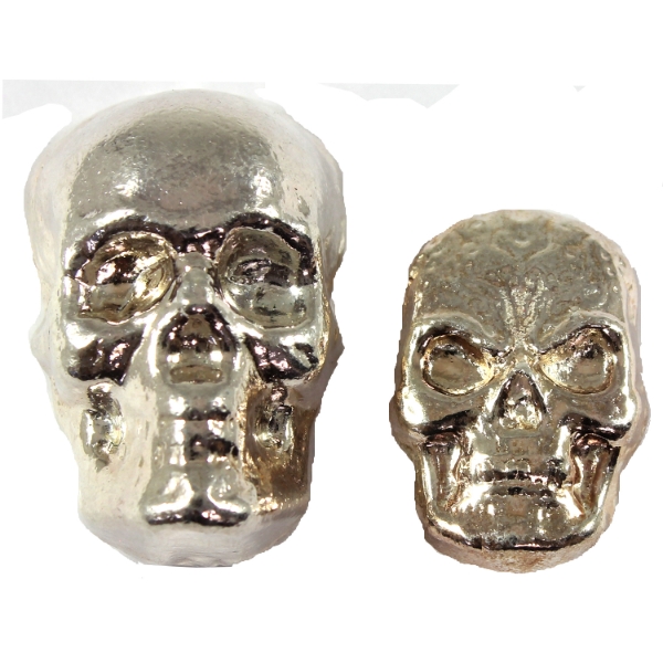 100g & 1oz Fine Silver Skulls. 2pcs (Tax Exempt)